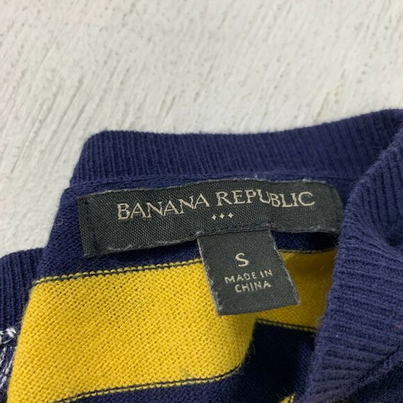 Banana Republic Stripe Shirt Women's Size S Mid Sleeves Scoop Cotton Stretch Top - Picture 6 of 10